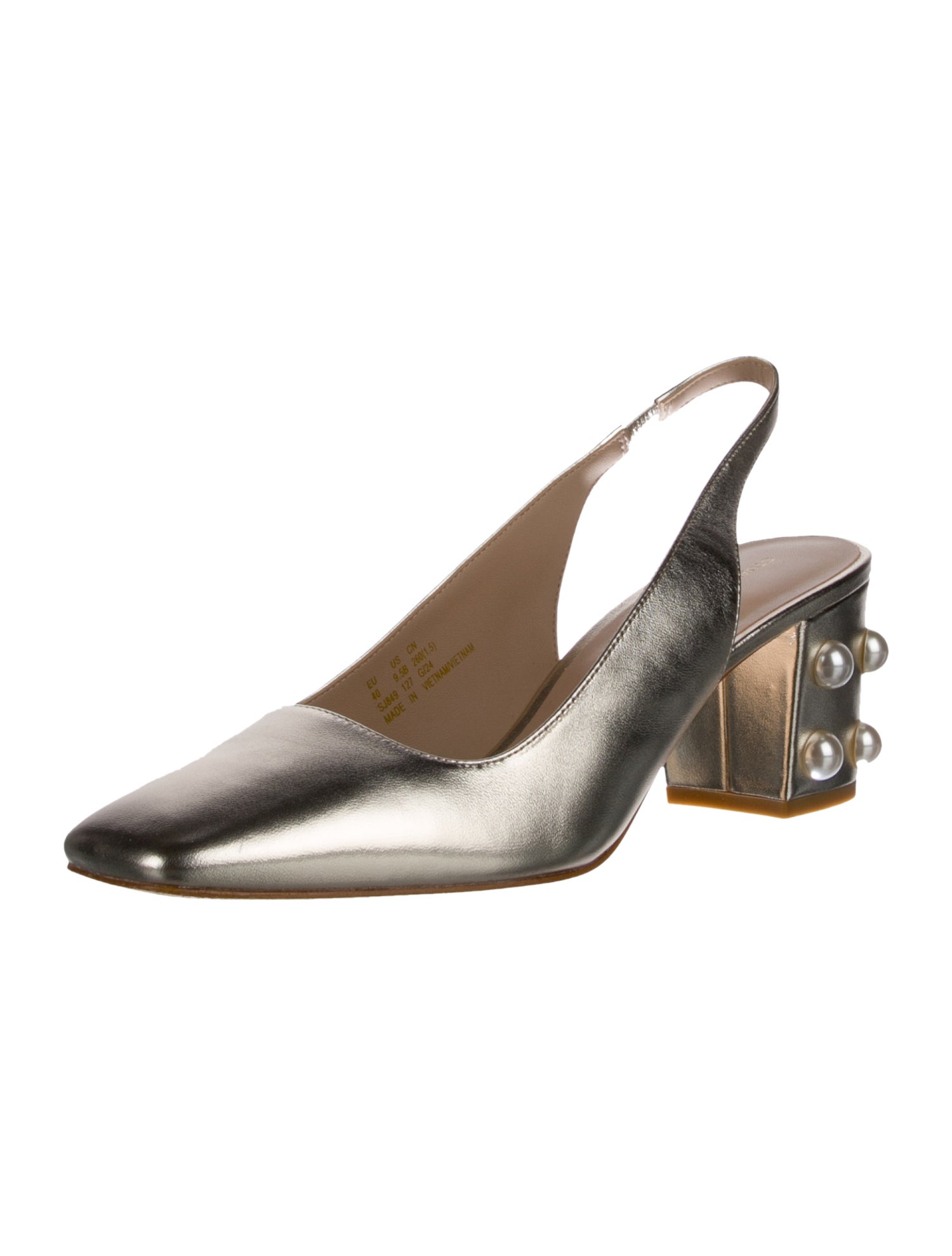 Stuart Weitzman Leather Studded Accents Slingback Pumps