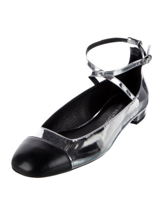 Stuart Weitzman Leather Colorblock Pattern Slingback Flats