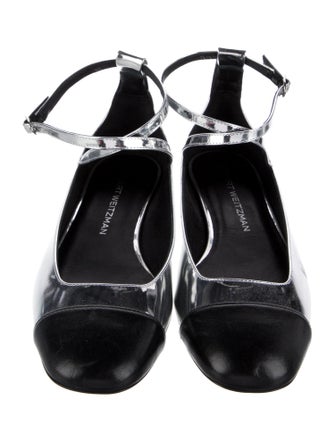 Stuart Weitzman Leather Colorblock Pattern Slingback Flats