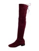 Stuart Weitzman Suede Bow Accents Lace-Up Boots
