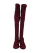 Stuart Weitzman Suede Bow Accents Lace-Up Boots