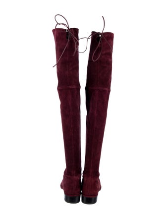 Stuart Weitzman Suede Bow Accents Lace-Up Boots