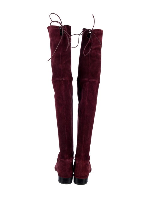 Stuart Weitzman Suede Bow Accents Lace-Up Boots