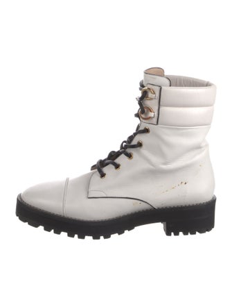 Stuart Weitzman Leather Colorblock Pattern Combat Boots