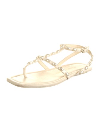 Stuart Weitzman Leather T-Strap Sandals