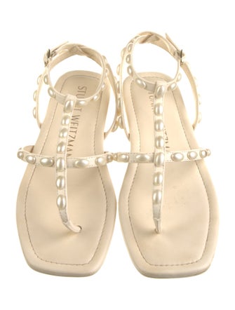 Stuart Weitzman Leather T-Strap Sandals