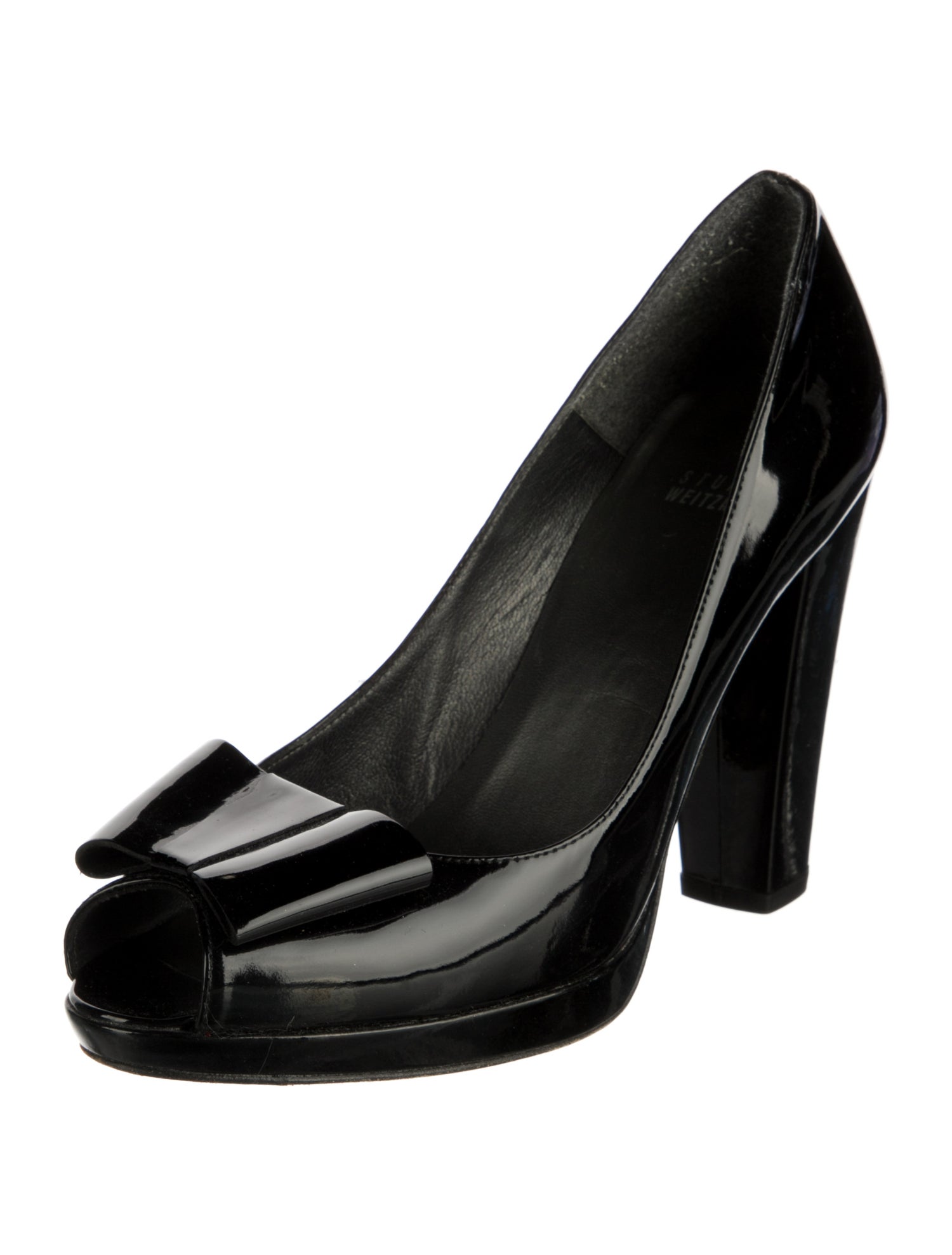 Stuart Weitzman Patent Leather Bow Accents Pumps