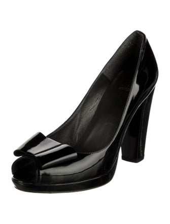 Stuart Weitzman Patent Leather Bow Accents Pumps