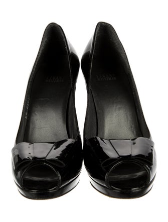 Stuart Weitzman Patent Leather Bow Accents Pumps