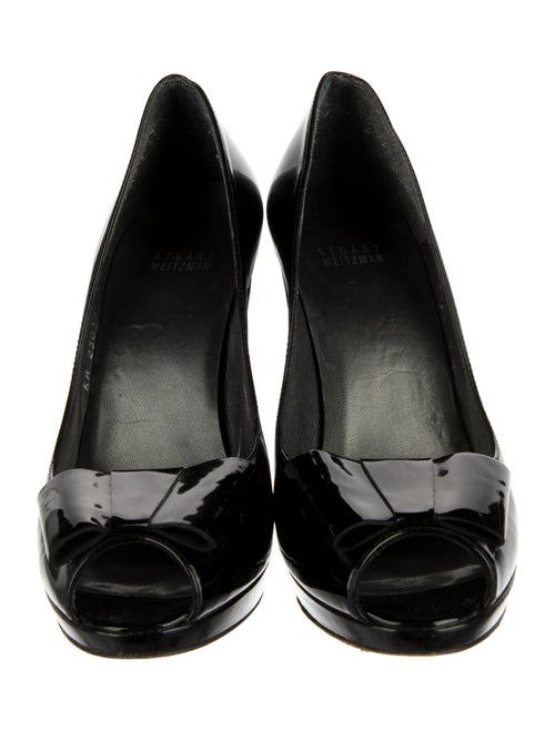 Stuart Weitzman Patent Leather Bow Accents Pumps