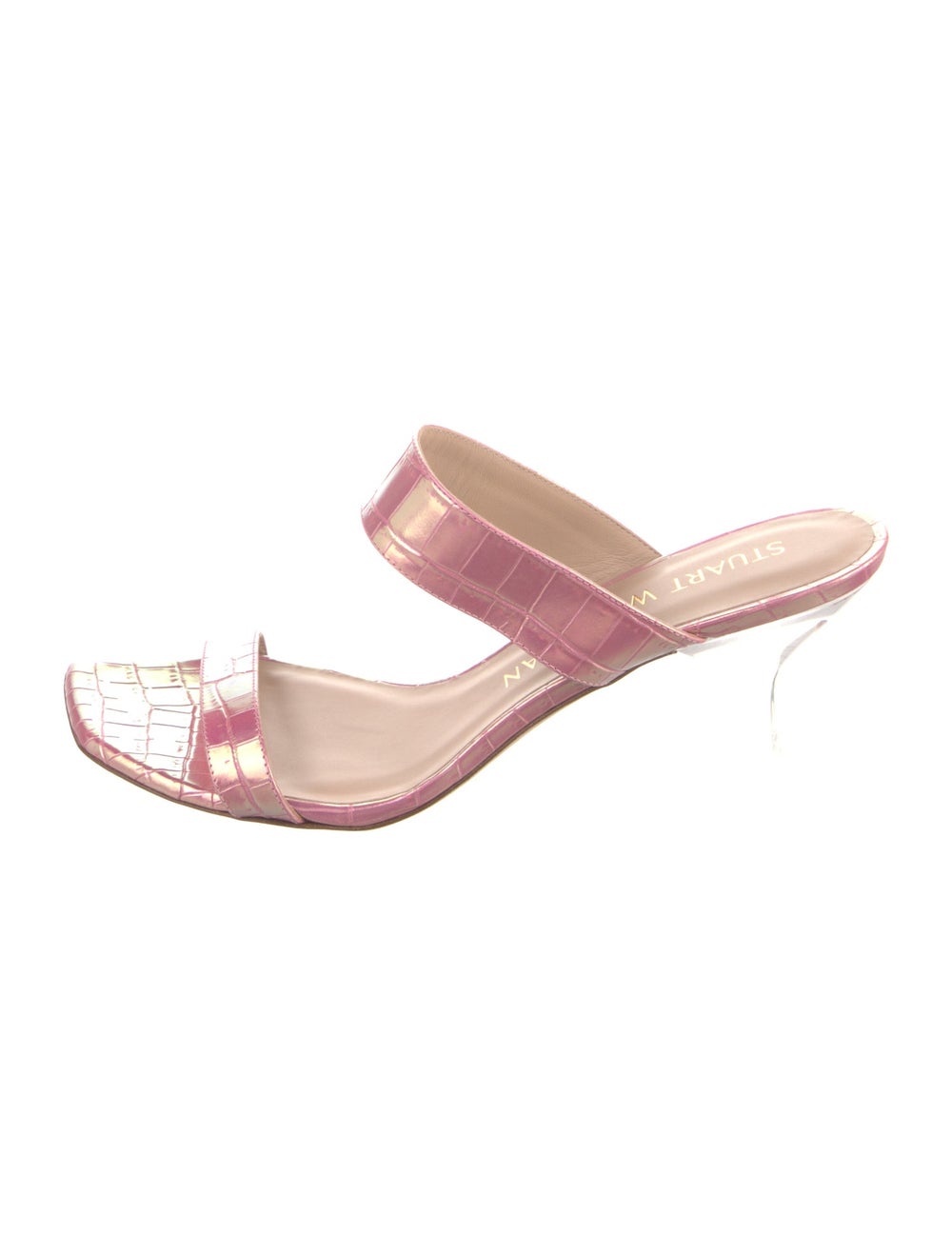 Stuart Weitzman Crocodile Slides Pink - image 1