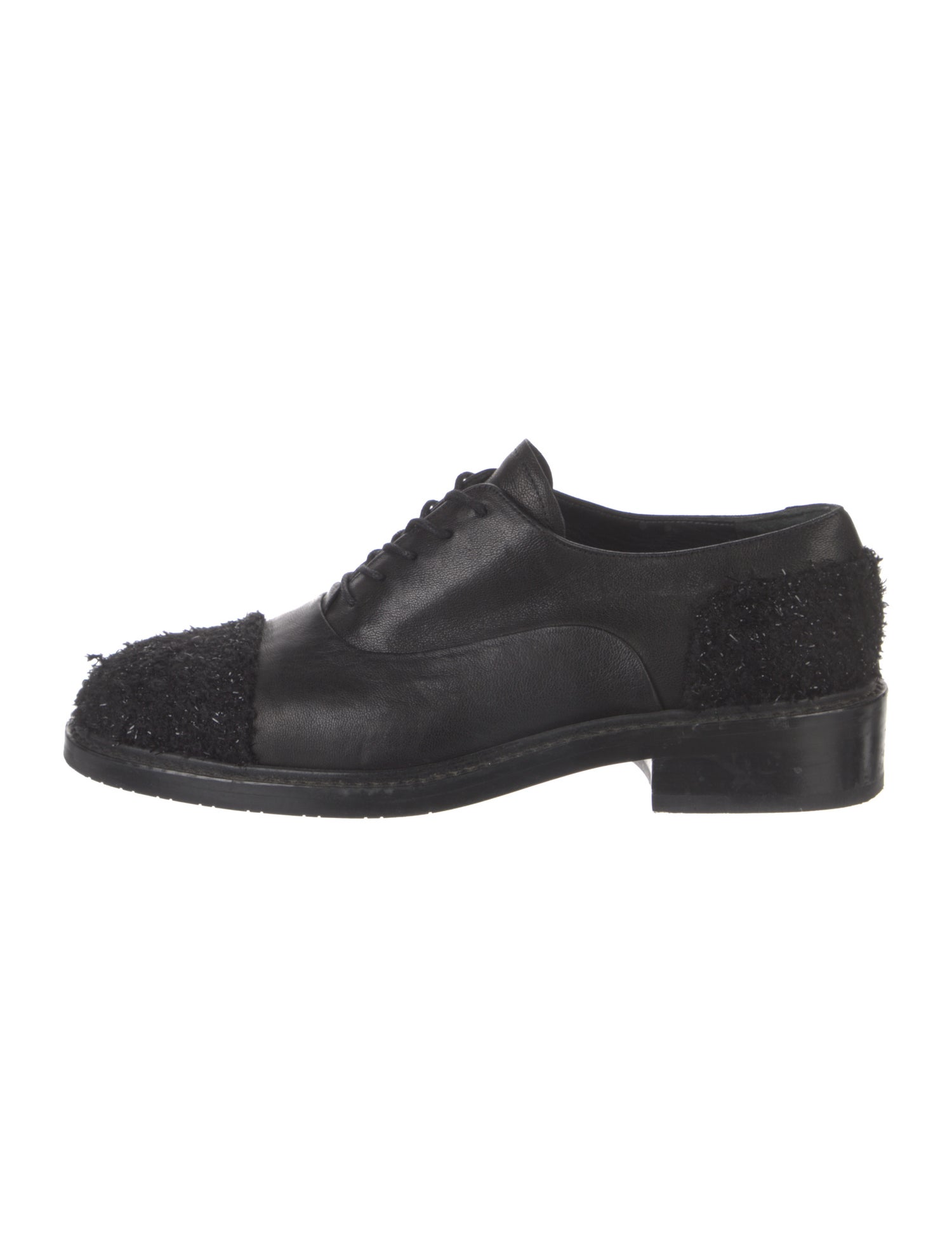 Stuart Weitzman Leather Glitter Accents Oxfords