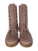 Stuart Weitzman Velvet Leather Trim Embellishment Combat Boots