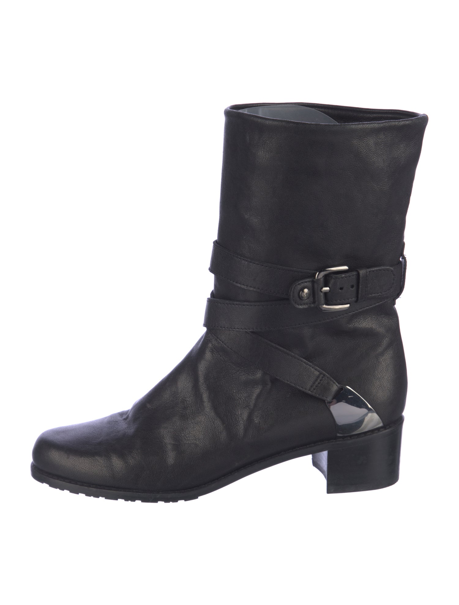 Stuart Weitzman Leather Moto Boots
