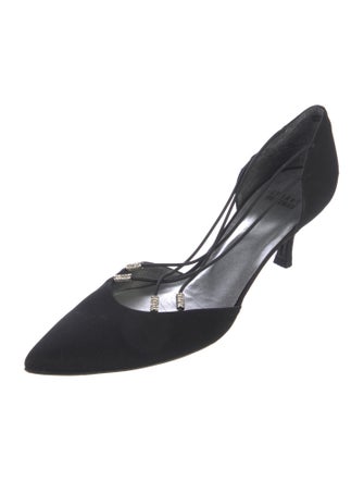 Stuart Weitzman Satin Crystal Embellishments D'Orsay Pumps
