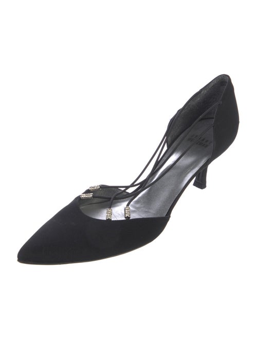 Stuart Weitzman Satin Crystal Embellishments D'Orsay Pumps