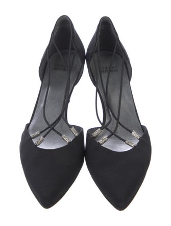 Stuart Weitzman Satin Crystal Embellishments D'Orsay Pumps