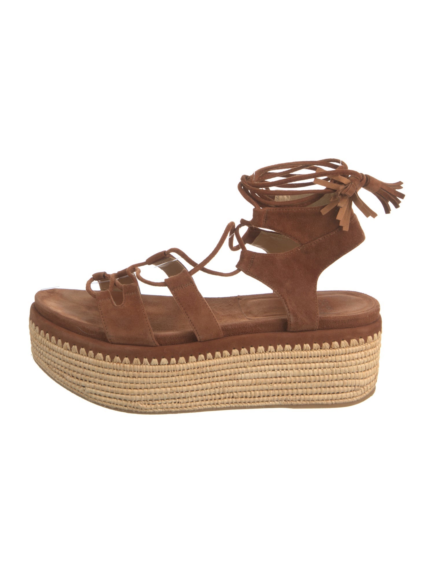 Stuart Weitzman Suede Tassel Accents Espadrilles