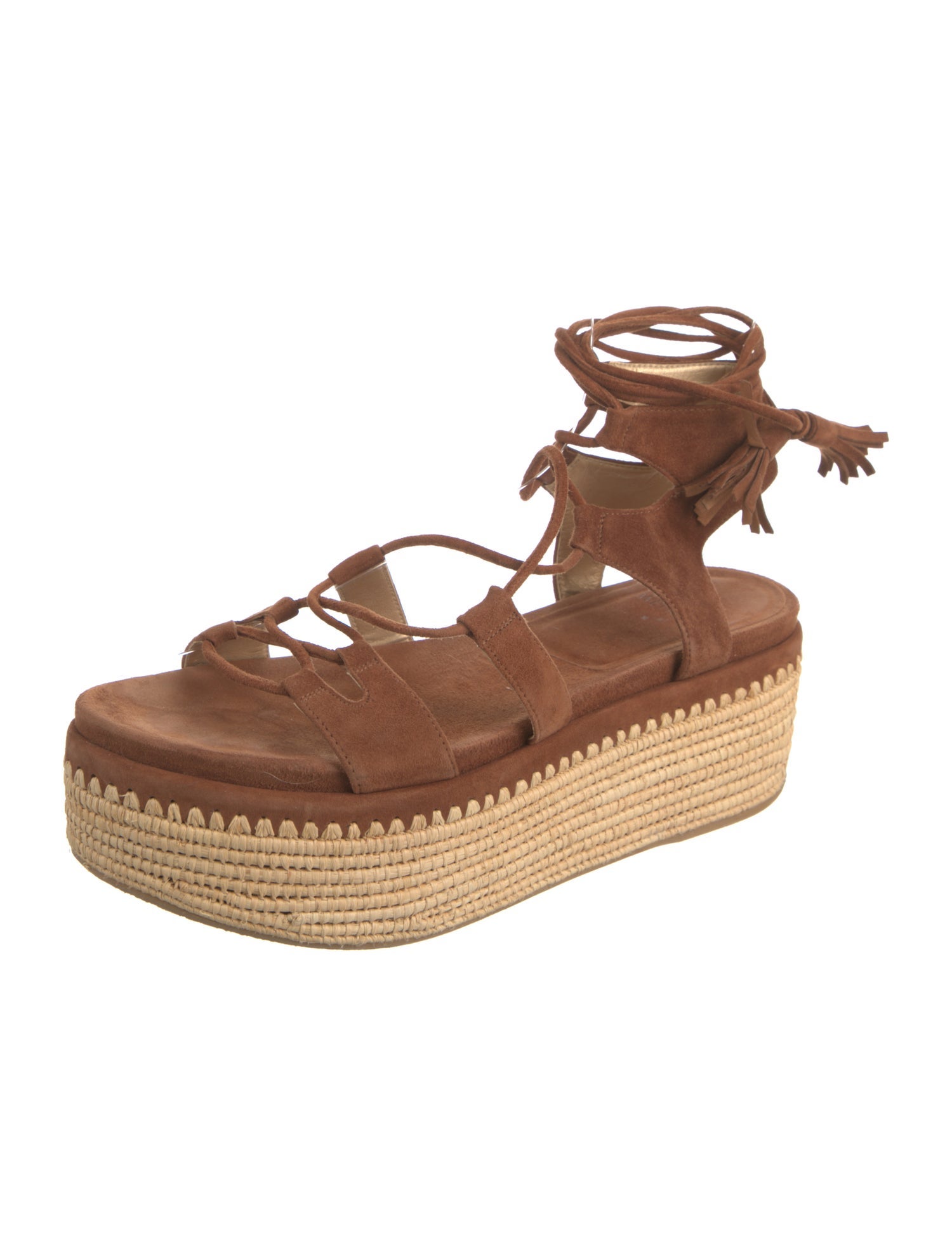 Stuart Weitzman Suede Tassel Accents Espadrilles