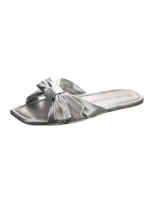 Stuart Weitzman Leather Bow Accents Slides