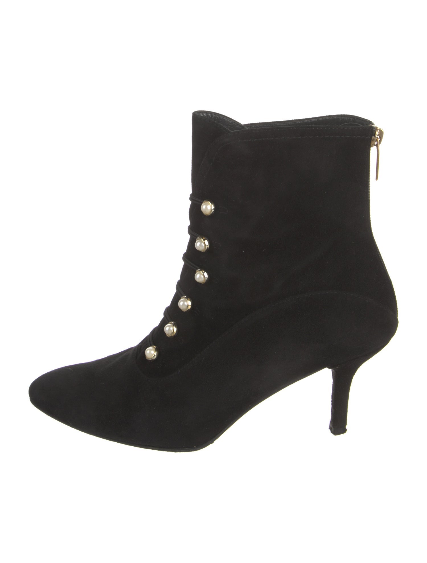 Stuart Weitzman Suede Studded Accents Lace-Up Boots