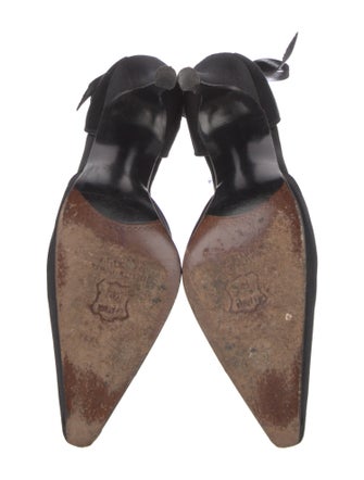 Stuart Weitzman Satin Bow Accents D'Orsay Pumps