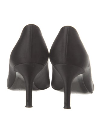 Stuart Weitzman Satin Lace Trim Embellishment Pumps