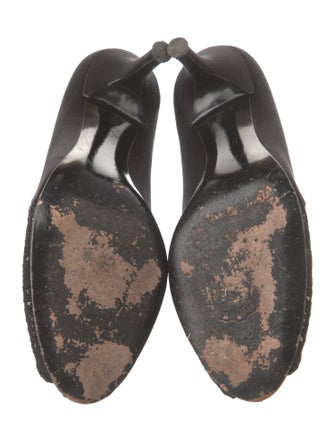 Stuart Weitzman Satin Lace Trim Embellishment Pumps