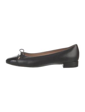 Stuart Weitzman Leather Bow Accents Ballet Flats