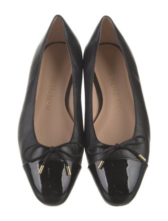 Stuart Weitzman Leather Bow Accents Ballet Flats