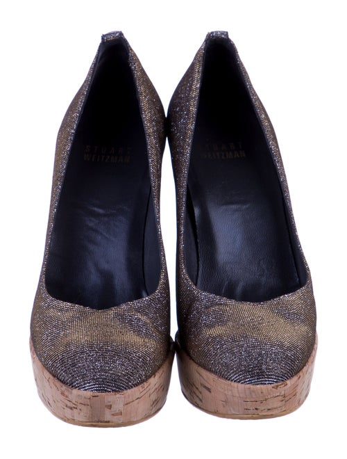 Stuart Weitzman Colorblock Pattern Glitter Accents Pumps