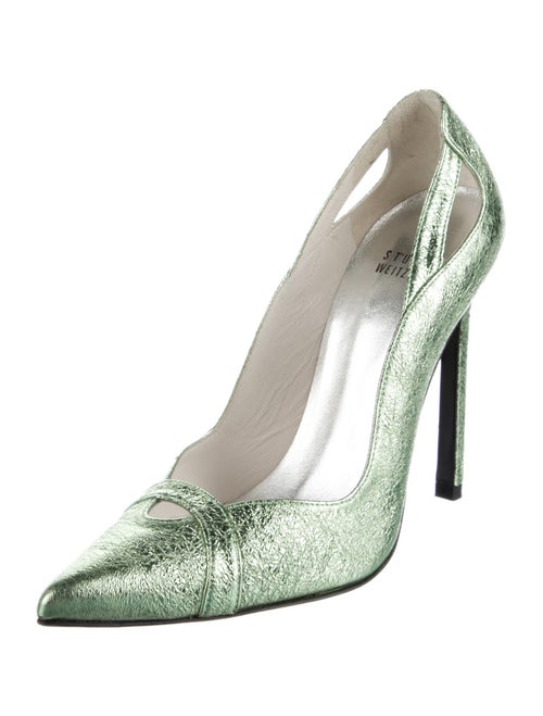 Stuart Weitzman Leather Cutout Accent Pumps