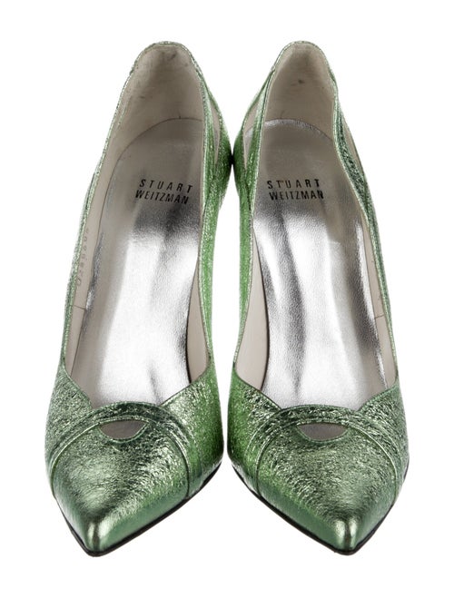 Stuart Weitzman Leather Cutout Accent Pumps