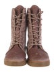 Stuart Weitzman Velvet Leather Trim Embellishment Combat Boots