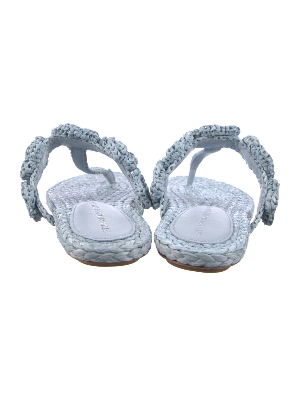 Stuart Weitzman Raffia Slides Blue Patterned Croc… - image 4