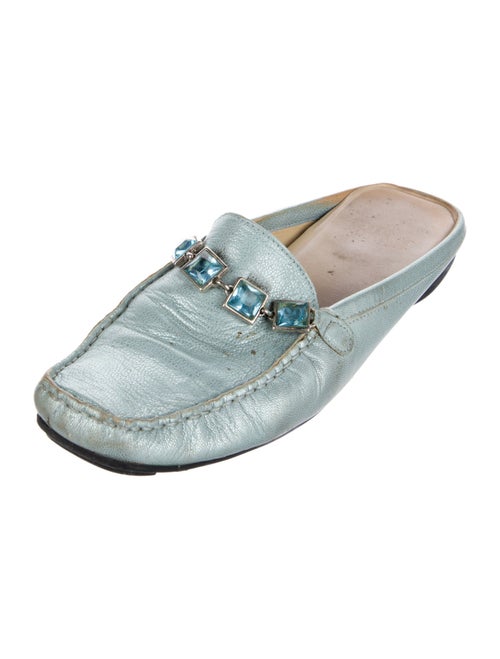 Stuart Weitzman Leather Crystal Embellishments Mules