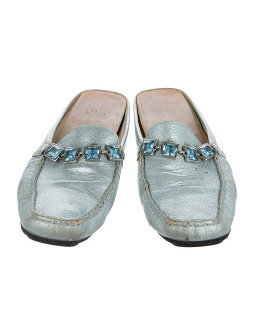 Stuart Weitzman Leather Crystal Embellishments Mules