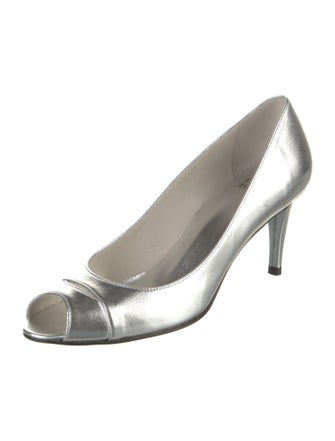 Stuart Weitzman Leather Cutout Accent Pumps