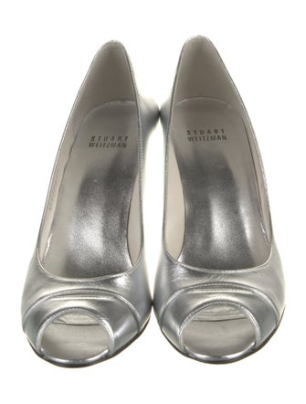 Stuart Weitzman Leather Cutout Accent Pumps