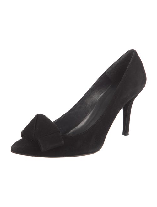 Stuart Weitzman Suede Bow Accents Pumps
