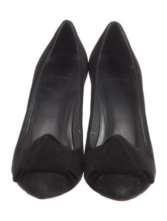 Stuart Weitzman Suede Bow Accents Pumps