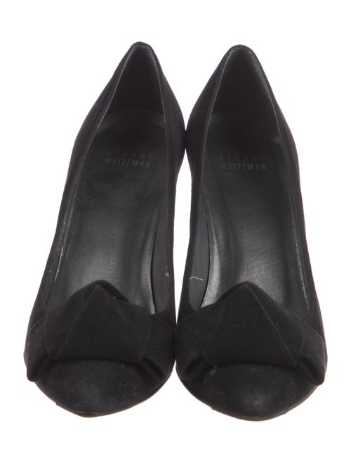 Stuart Weitzman Suede Bow Accents Pumps