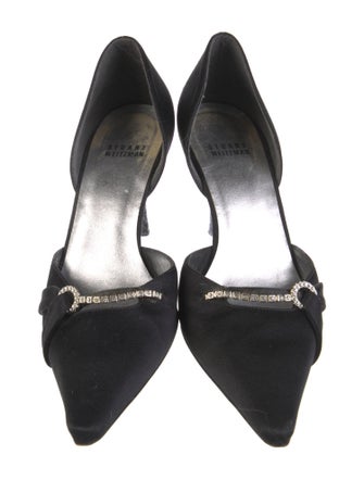 Stuart Weitzman Satin Crystal Embellishments D'Orsay Pumps