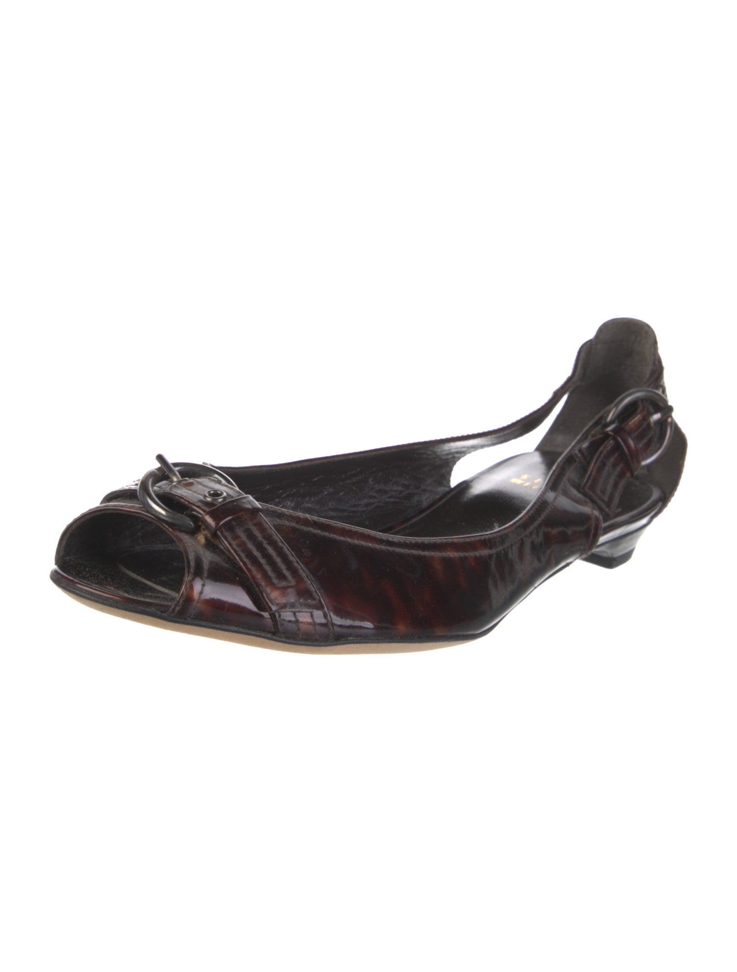 Stuart Weitzman Patent Leather Animal Print Ballet Flats