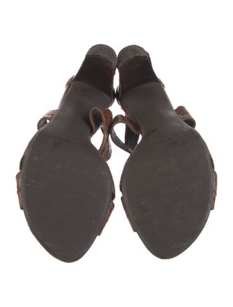 Stuart Weitzman Leather Studded Accents T-Strap Sandals