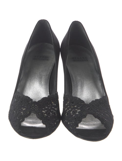 Stuart Weitzman Satin Lace Pattern Pumps