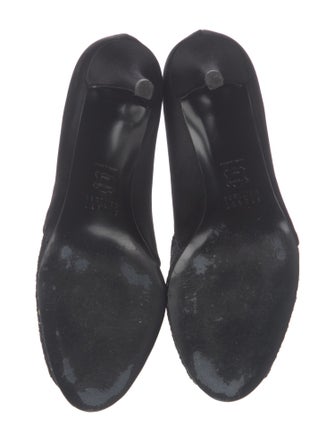 Stuart Weitzman Satin Lace Pattern Pumps