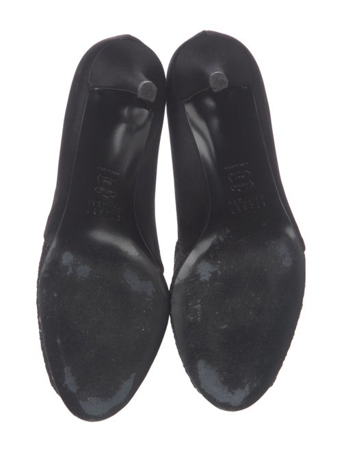 Stuart Weitzman Satin Lace Pattern Pumps