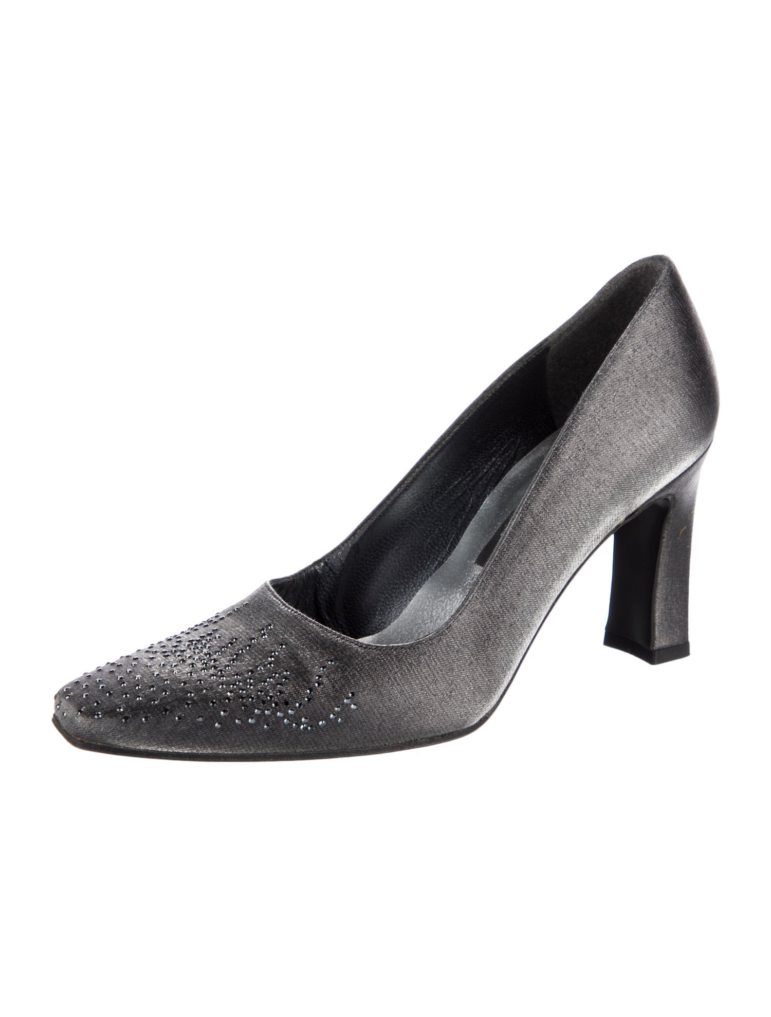 Stuart Weitzman Satin Crystal Embellishments Pumps