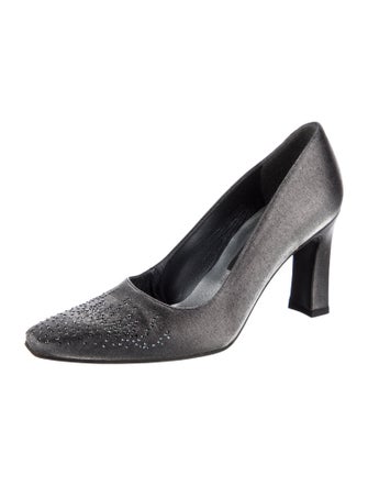 Stuart Weitzman Satin Crystal Embellishments Pumps